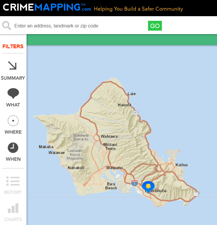 Sample image of a map.  Click to continue to the Crimemapping page.