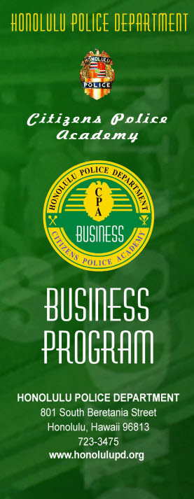 Citizens Police Academy Business Program informational brochure