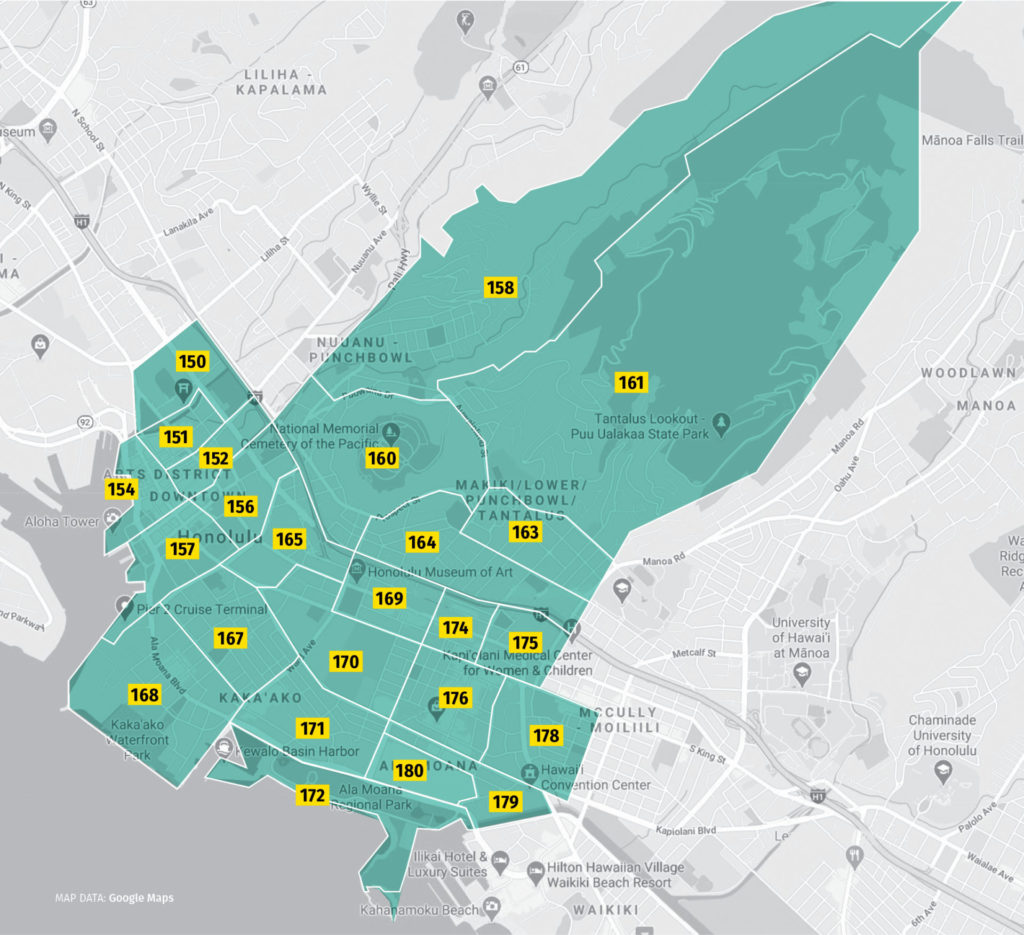 Shaded map of the District 1 beat boundaries