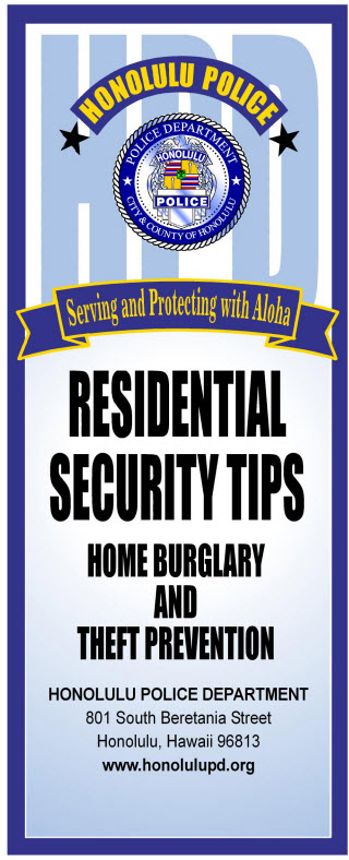 Residential security tips informational brochure home burglary and theft prevention