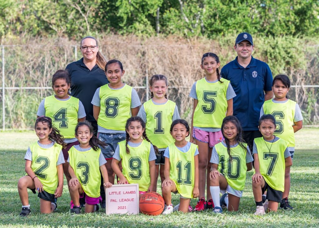 PAL Basketball with players and PAL Officers