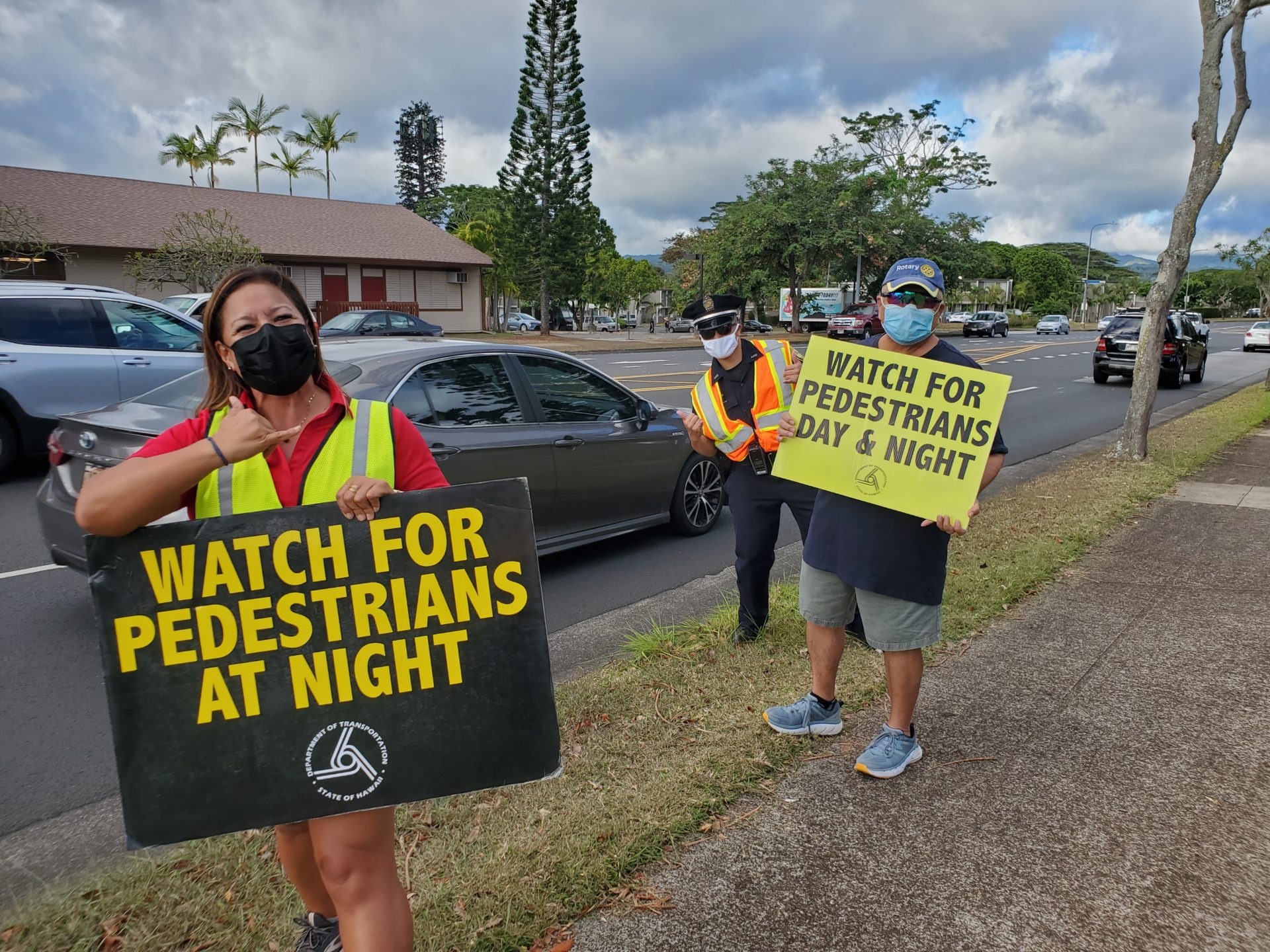 Waialua Traffic Safety Awareness Sign Waving Event Honolulu Police