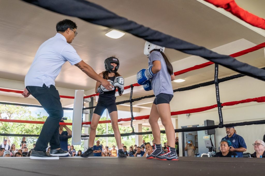 PAL Boxing. Two females boxing