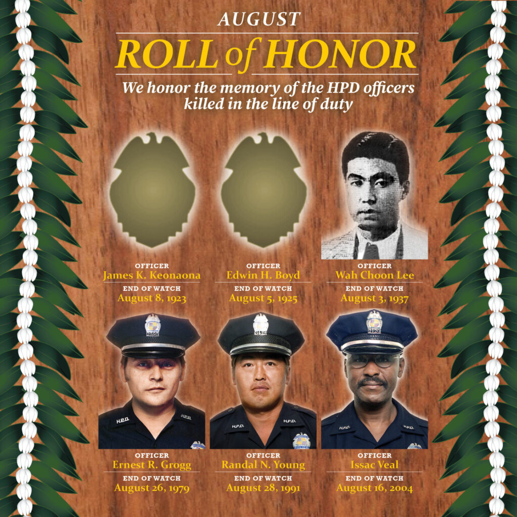 August Roll of Honor featuring officers who died in the line of duty