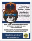 D1 Coffee with a Cop Event Flyer for Starbucks Financial Plaza on 08-03-23 @ 11am - 1pm