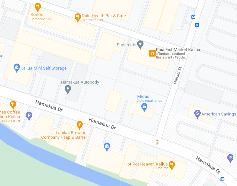 Google Map of Hamakua Drive and Hahani Street