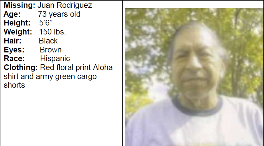 CrimeStoppers: Missing Person: Juan Rodriguez. Includes an image of the individual.