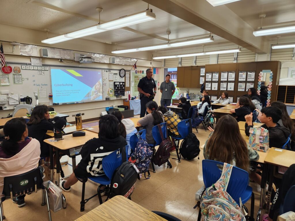 Officers went to Mililani Uka Elementary School to talk about bullying and cyberbullying
