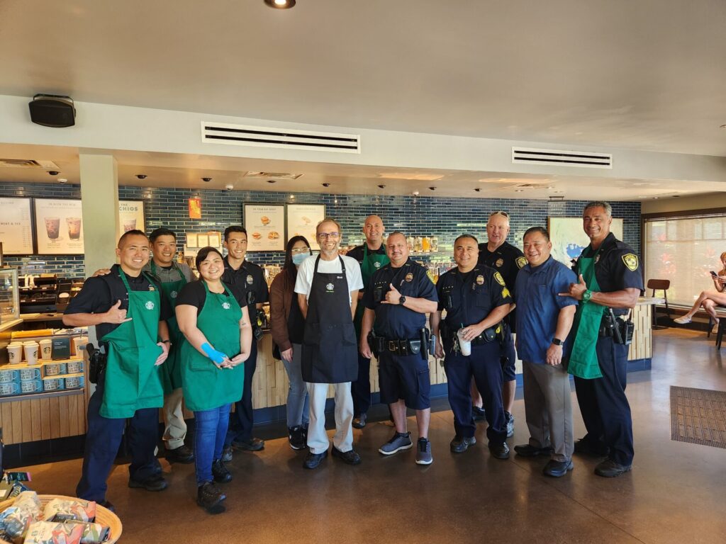 Officers had a coffee with a cop event at the Haleiwa Starbucks