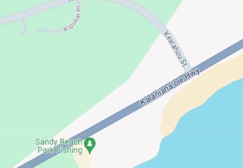 Google Map of Kalanianaole Highway near Kealahou Street