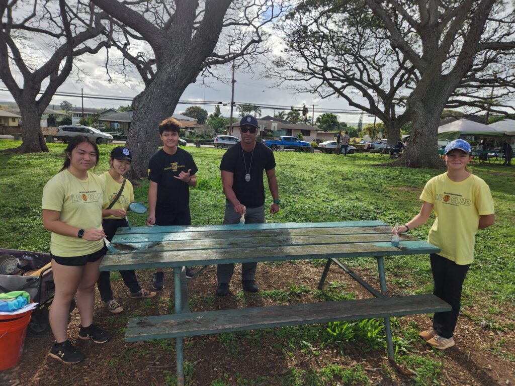 HPD and the Lions Club worked together to cleanup Haleiwa Beach Park