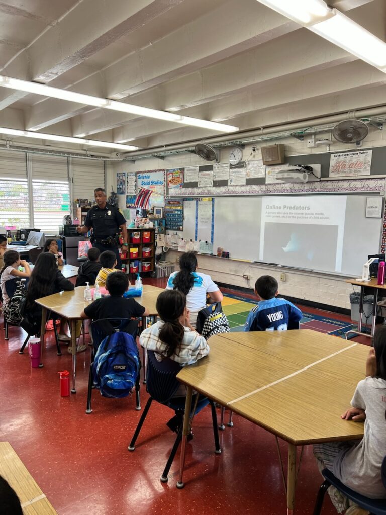 Officers taught internet safety to students from Ka'ala Elementary School