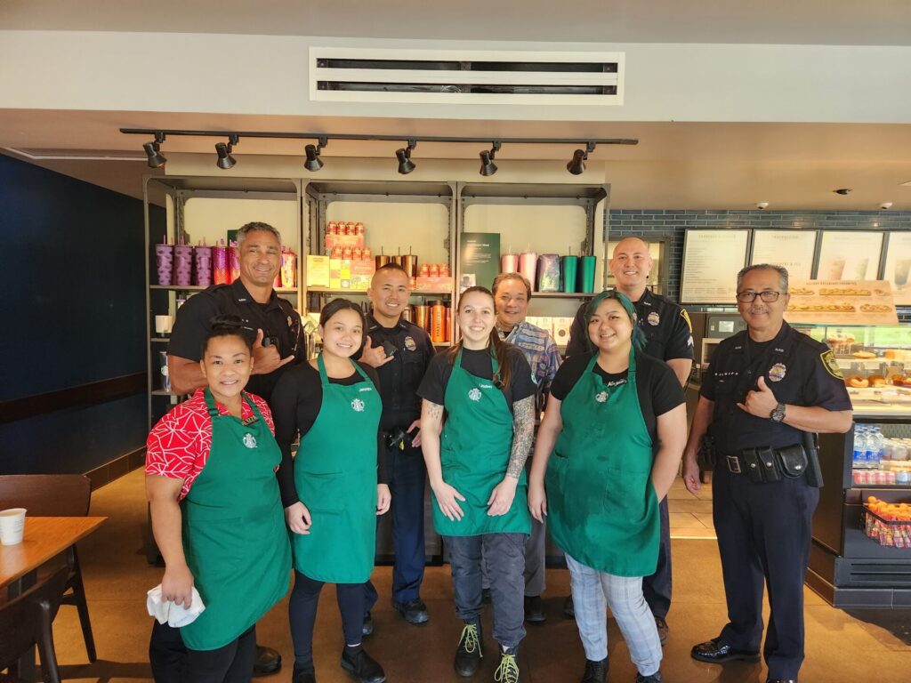 Officers participated in a coffee with a cop event at Starbucks