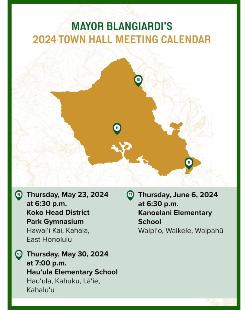 Mayor Blangiardi's 2024 Town Hall Meeting Calendar