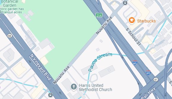 Google map image of Nuuanu Ave and School Street