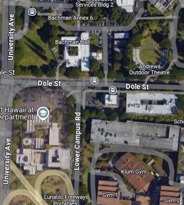 Google map image of Dole St and Lower Campus Rd