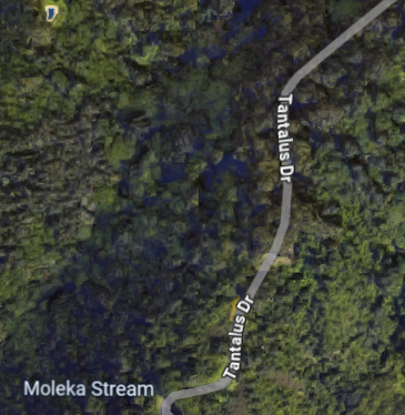 Google Maps image of Tantalus Drive north of Kolonahe Place