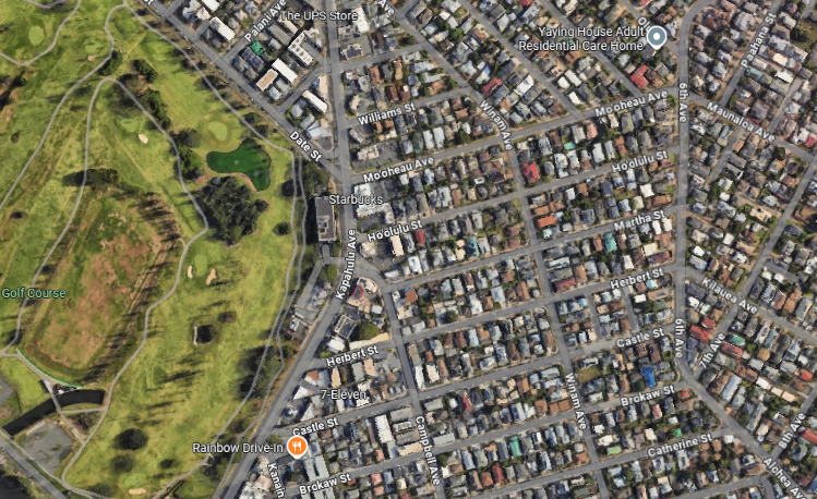Google Maps Image of the Kapahulu Avenue and Mooheau Avenue intersection.