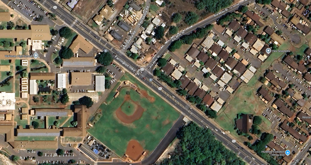 Google Maps Image of the Farrington Highway and Ala Akau Street intersection.
