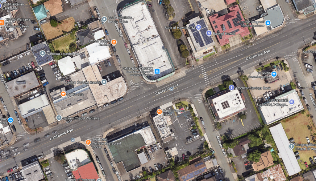 Google Maps image of the California Avenue and Mango Street intersection.