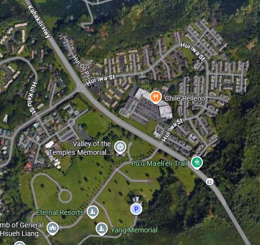 Google map image of Kahekili Hwy and Hui Iwa St.
