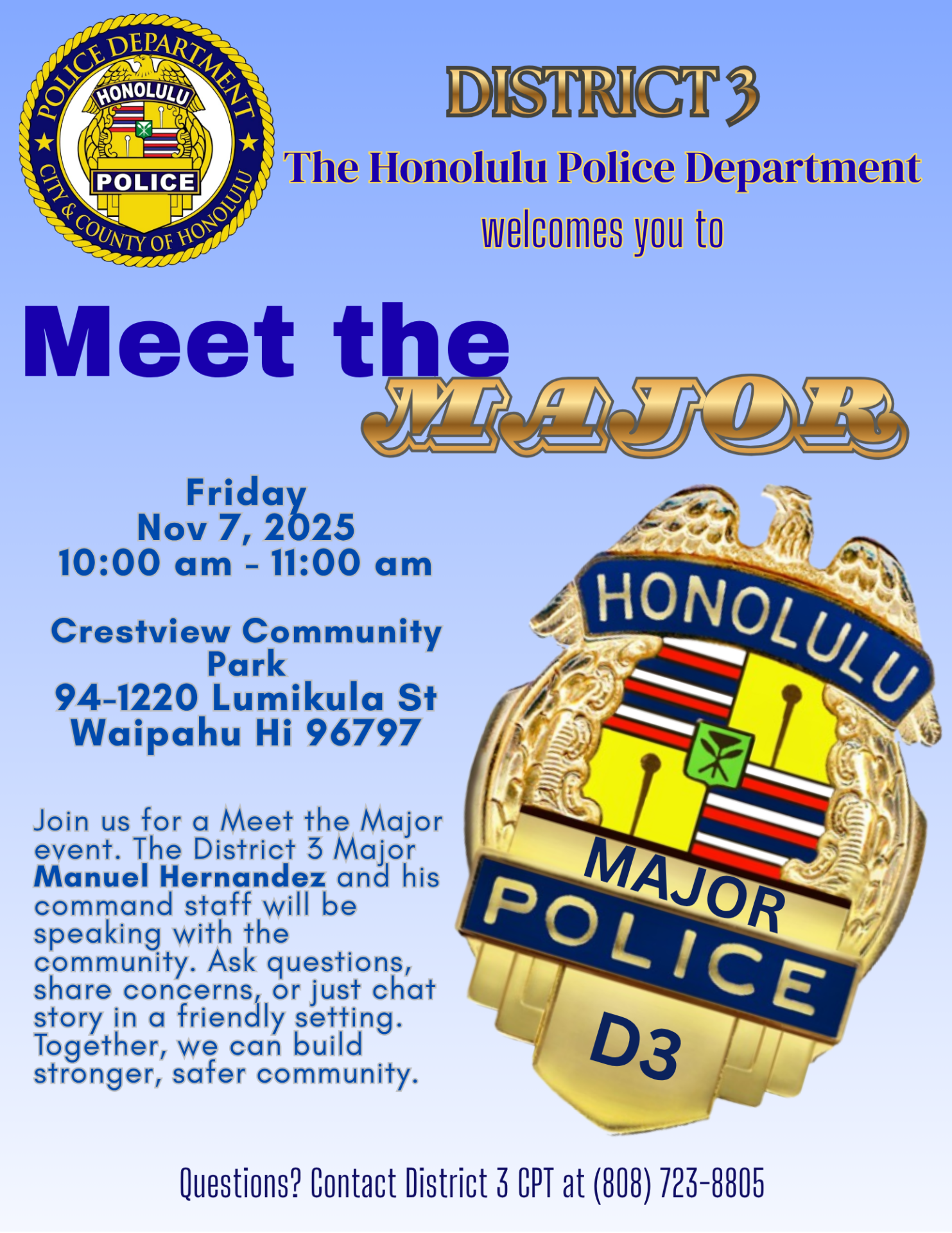 District 3 Meet the Major Event Flyer