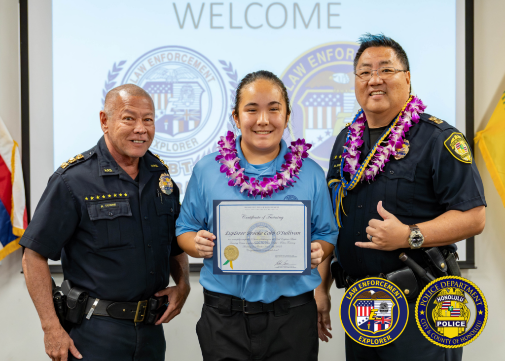 Over the weekend, HPD graduated our 23rd Explorer Basic Training Class as a part of the Law Enforcement Explorers Program (LEEP). LEEP is for young adults ages 14-20 who may be interested in a career in law enforcement. The program focuses on career, character, and social development. Each graduate mastered classroom academics, excelled at hands-on training drills, and showed incredible dedication and skill. To signup for LEEP visit, https://www.honolulupd.org/leep/.