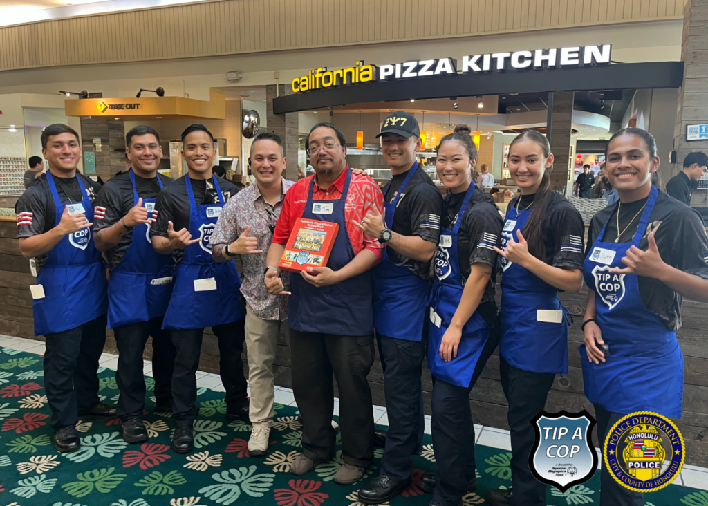 Our dedicated officers are trading badges for aprons at Tip-a-Cop! 👮♂️🍽️ Join Officer Gerald Reyes and Officer Jozlyn Harrington at Pearlridge Goma Tei, and meet our 217th Recruit cClass at Kahala CPK. 👉 Your tips can change lives! Come support our Special Olympic athletes at Tip-a-Cop happening at: 🍕 California Pizza Kitchen •Ka Makana Aliʻi •Kahala Mall •Kailua Town Center •Pearlridge Center 🍜 Goma Tei •Kahala Mall •Pearlridge Center 📅 Happening: •Saturday, November 8, 2025: 11 a.m. – 3 p.m. & 5 p.m. – 9 p.m. •Sunday, November 9, 2025: 11 a.m. – 3 p.m. & 5 p.m. – 9 p.m. Let’s make a difference together! 🌟 #TipACop #SupportSpecialOlympics #Community