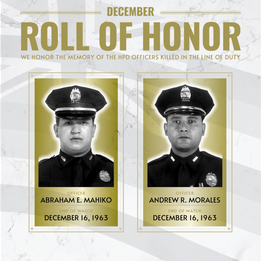 Roll of Honor for the month of December