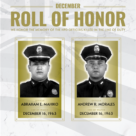 Roll of Honor for the month of December