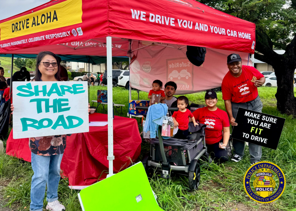 Traffic Division Honors Azalia Park with Sign-Waving and Checkpoint. Over the weekend, officers from the Traffic Division partnered with SafeRide Hawaiʻi, MADD Hawaiʻi, and the Keiki Injury Prevention Coalition Hawaiʻi for a sign-waving event in remembrance of Azalia Park, a victim of impaired driving in December 2020. Officers then conducted a sobriety checkpoint in the area, where sober drivers were thanked with a gift from MADD Hawaiʻi for choosing to drive sober. 🚗💙 Remember, making good decisions affects us all and helps ensure safer roads for everyone. 🌟 #SaferRoadsTogether #DriveWithAloha #SafeEveryMile