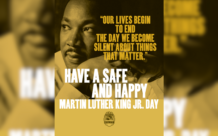 Graphic that includes an image of Martin Luther King Jr. and a quote that’s attributed to him. The quote reads: "Our lives begin to end the day we become silent about things that matter."