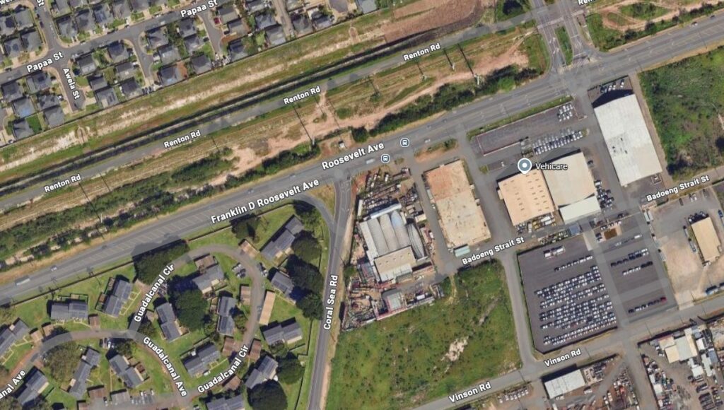 Google Map image of Coral Sea Road and Roosevelt Avenue