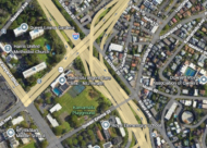 Google Maps depicting the area of the H1 Freeway west and Queen Emma Street overpass