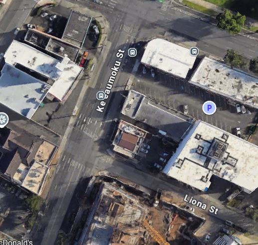 Google Maps image of the area of Keeaumoku Street and Liona Street