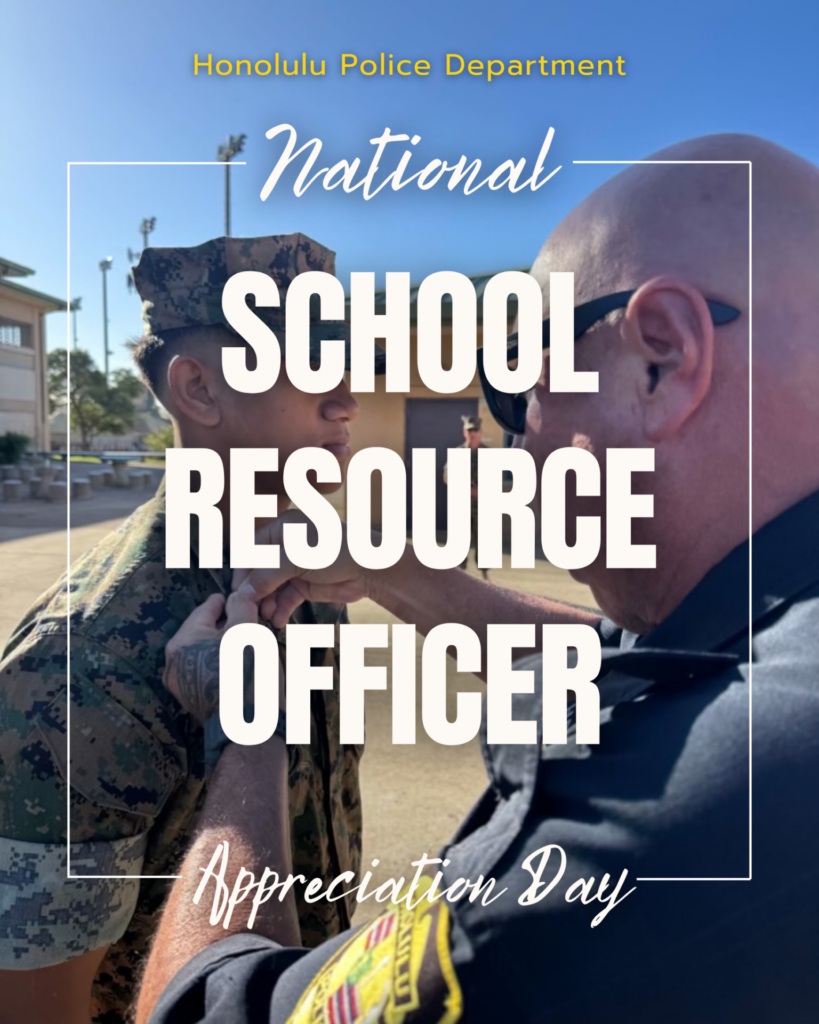 February 15 is National School Resource Officer Appreciation Day. We celebrate the dedicated officers who serve as mentors and role models in our schools. Our School Resource Officers go beyond the badge to build meaningful relationships with students and ensure a safe, supportive environment where our future leaders can thrive. Mahalo to our students, families, and faculty for welcoming us into your schools and for your continued partnership in keeping our community safe! 👮‍♂️✨ #Community #Police #Education #Safety #SchoolLife