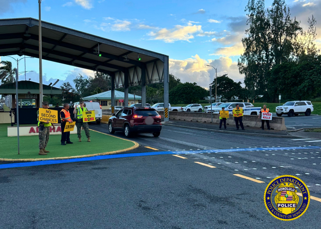 🚓🤝 HPD officers from District 4 Community Policing Team and District 6 Fourth Watch partnered with the Marine Corps Base Hawaiʻi Provost Marshal’s Office to promote traffic safety. The initiative began with sign waving at the base entrance, reminding drivers to “Slow Down,” “Drive with Aloha,” and including the sobering reminder that “Speed Kills.” Officers also conducted a speeding operation as part of the effort, issuing over 20 speeding citations. 🚗💙 Traffic safety starts with each of us. Slow down, stay alert, and drive with aloha to help keep our roads safe for everyone. #CommunityPolicing #TrafficSafety #SaferRoadsTogether #DriveWithAloha #SafeEveryMile