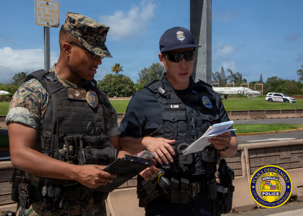 🚓🤝 HPD officers from District 4 Community Policing Team and District 6 Fourth Watch partnered with the Marine Corps Base Hawaiʻi Provost Marshal’s Office to promote traffic safety. The initiative began with sign waving at the base entrance, reminding drivers to “Slow Down,” “Drive with Aloha,” and including the sobering reminder that “Speed Kills.” Officers also conducted a speeding operation as part of the effort, issuing over 20 speeding citations. 🚗💙 Traffic safety starts with each of us. Slow down, stay alert, and drive with aloha to help keep our roads safe for everyone. #CommunityPolicing #TrafficSafety #SaferRoadsTogether #DriveWithAloha #SafeEveryMile