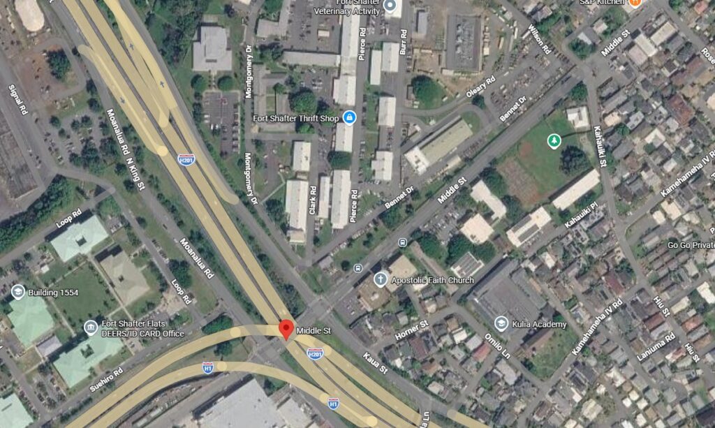 Google Map image of the North King Street off-ramp.