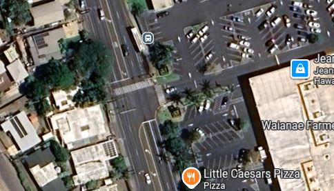 Google maps image that depicts the entrance driveway to Waianae Mall (86-120 Farrington Highway)