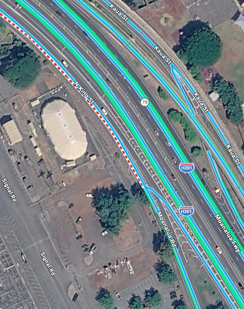 Moanalua Road prior to North King Street off ramp.