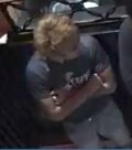 Unknown male with bleached hair as shown on surveillance camera