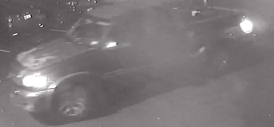 4-Door Toyota Tundra pickup with peeling paint on the hood as shown on surveillance camera