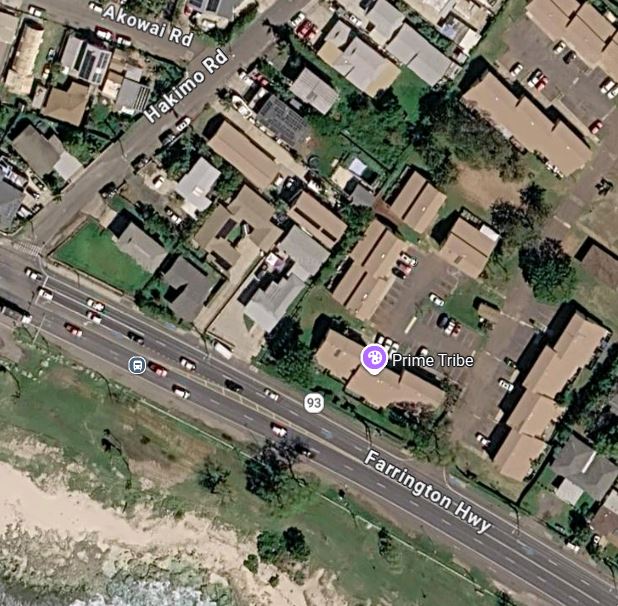 Google Maps image that depicts the area of Farrington Highway, near Hakimo Road