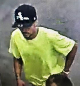 Unknown male with a White Sox hat as shown on surveillance camera
