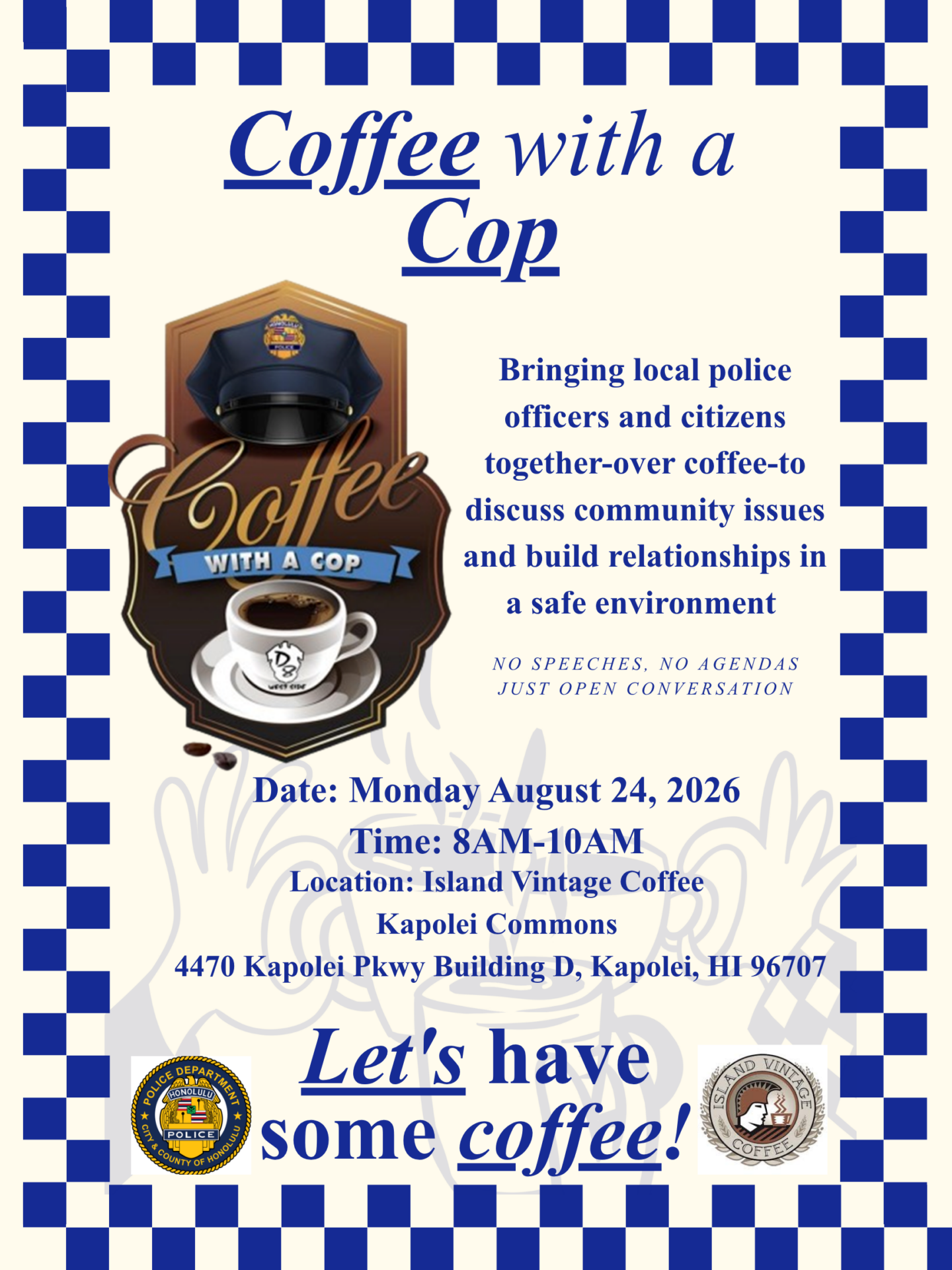 Coffee with a cop flyer for District 8