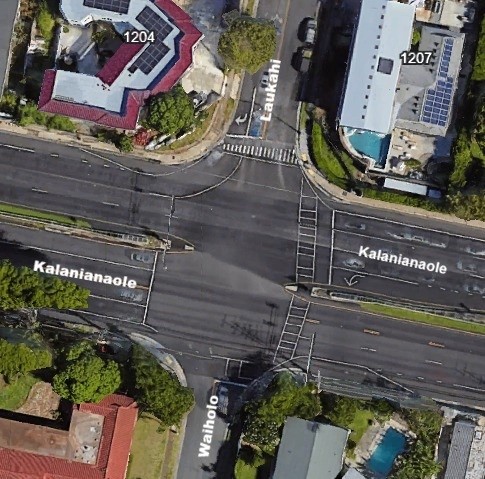 Intersection of Kalanianaole Highway and Laukahi St as shown on google maps