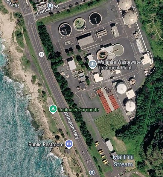 Google Maps image that depicts the area of Farrington Highway and Leihoku Street