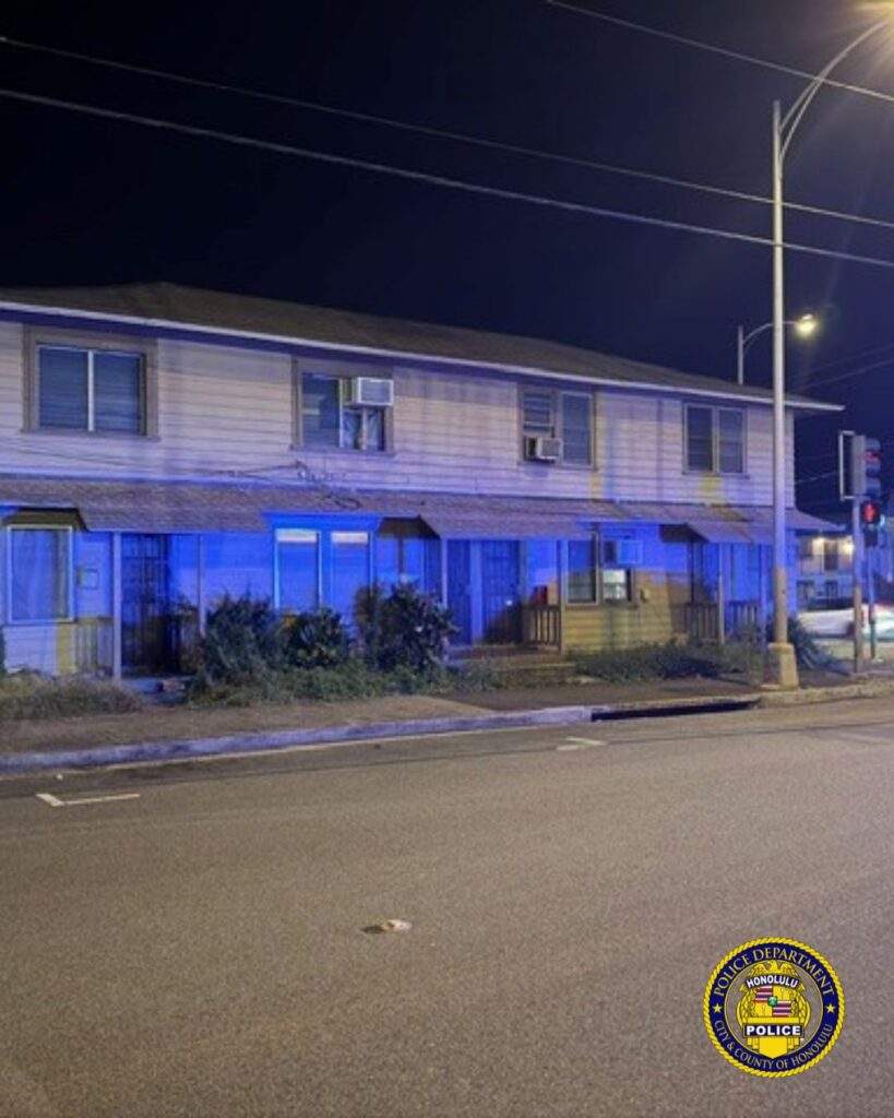 Photo of an illegal gambling house in Wahiawa at night.