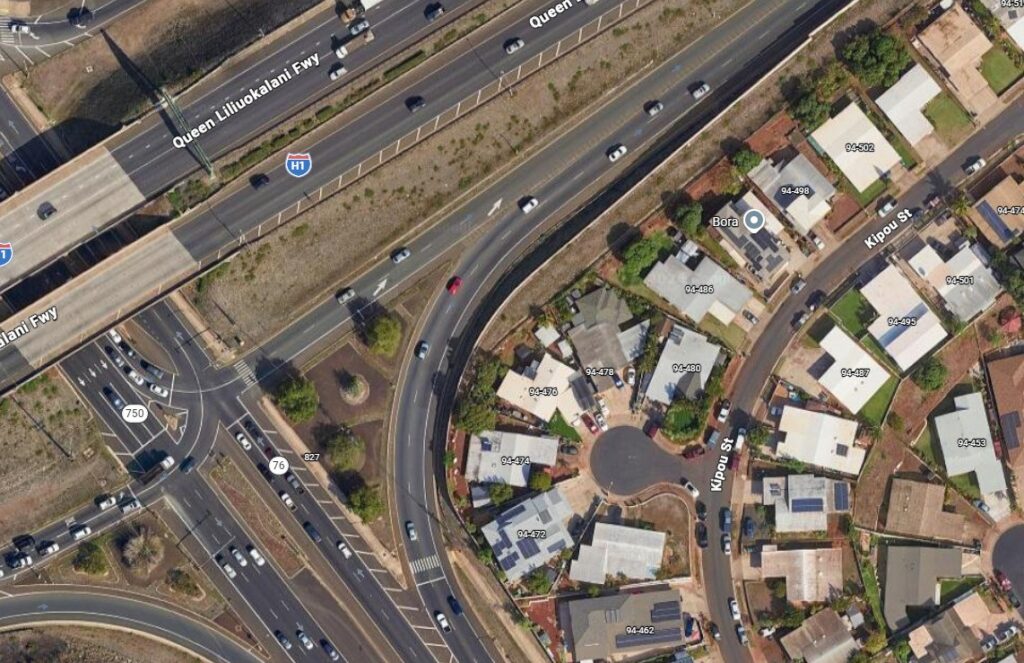 Google Map image of the H-1 eastbound on ramp 100' west of Kunia Road.